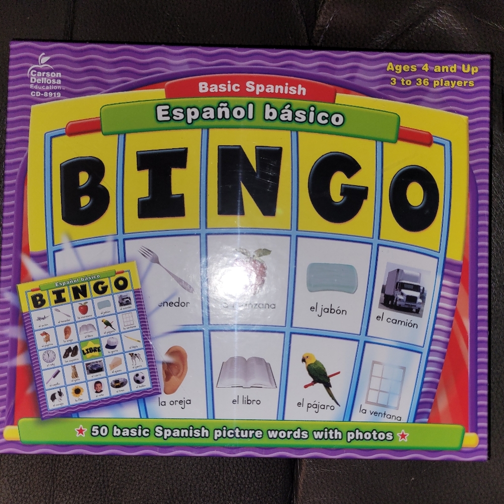 🇪🇸 🇲🇽 NEW Basic Spanish Vocabulary BINGO Game 3-36 Players Age 4+ Español